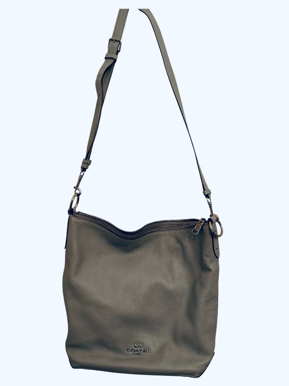 Coach Pebbled Leather Shoulder Bag in Light Blue N2K1979-F31507 w/dust jacket - Picture 3 of 4